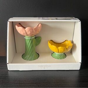 NEW Threshold Spring Easter Ceramic Flower Candle Holders Set of 2